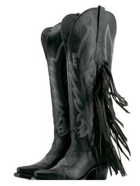 Rock Em Wide Calf Fringe Over-the-Knee Western Boots